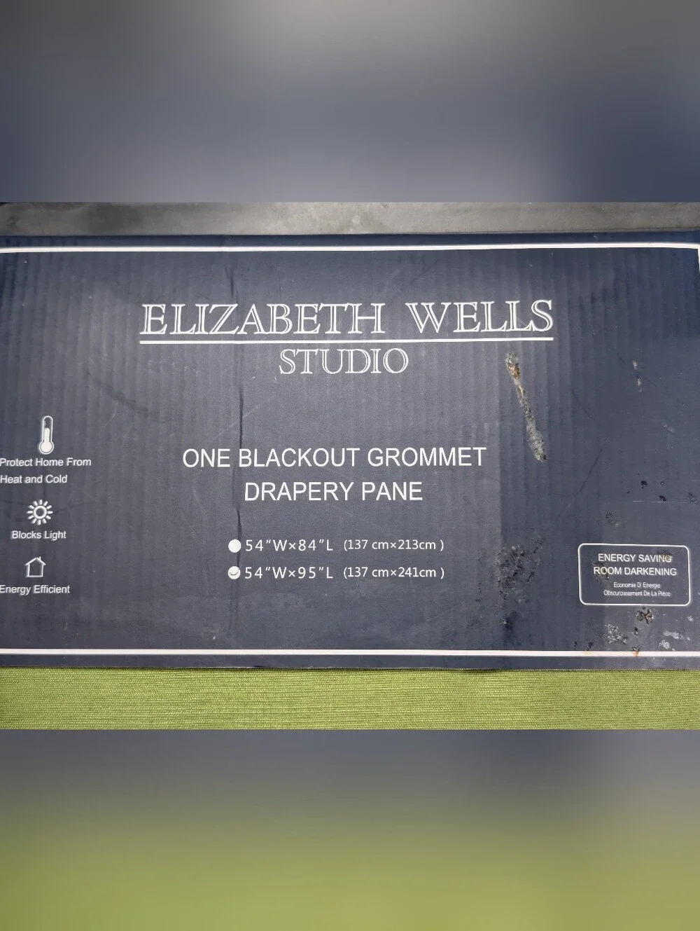Elizabeth Wells Blackout Grommet Curtains Green 54